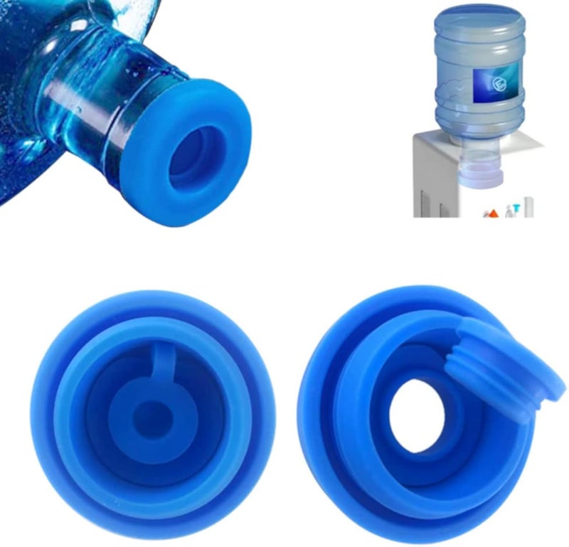 غطاء إبريق مياه ApexOne سعة 5 جالون، عبوتان من أغطية زجاجات المياه القابلة لإعادة الاستخدام، غطاء سيليكون مانع للانسكاب 55 مم